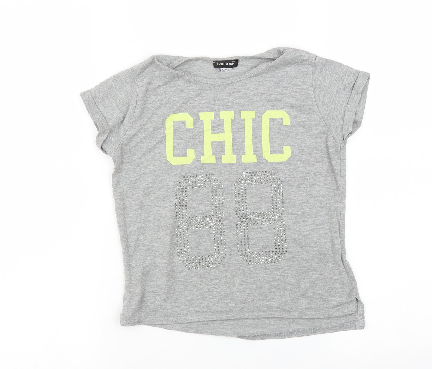 River Island Girls Grey   Basic T-Shirt Size 5-6 Years  - Chic 88
