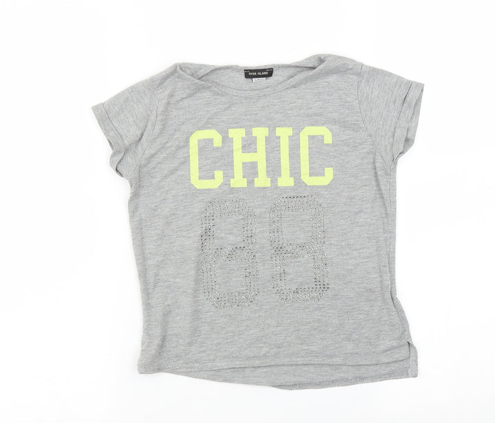 River Island Girls Grey   Basic T-Shirt Size 5-6 Years  - Chic 88