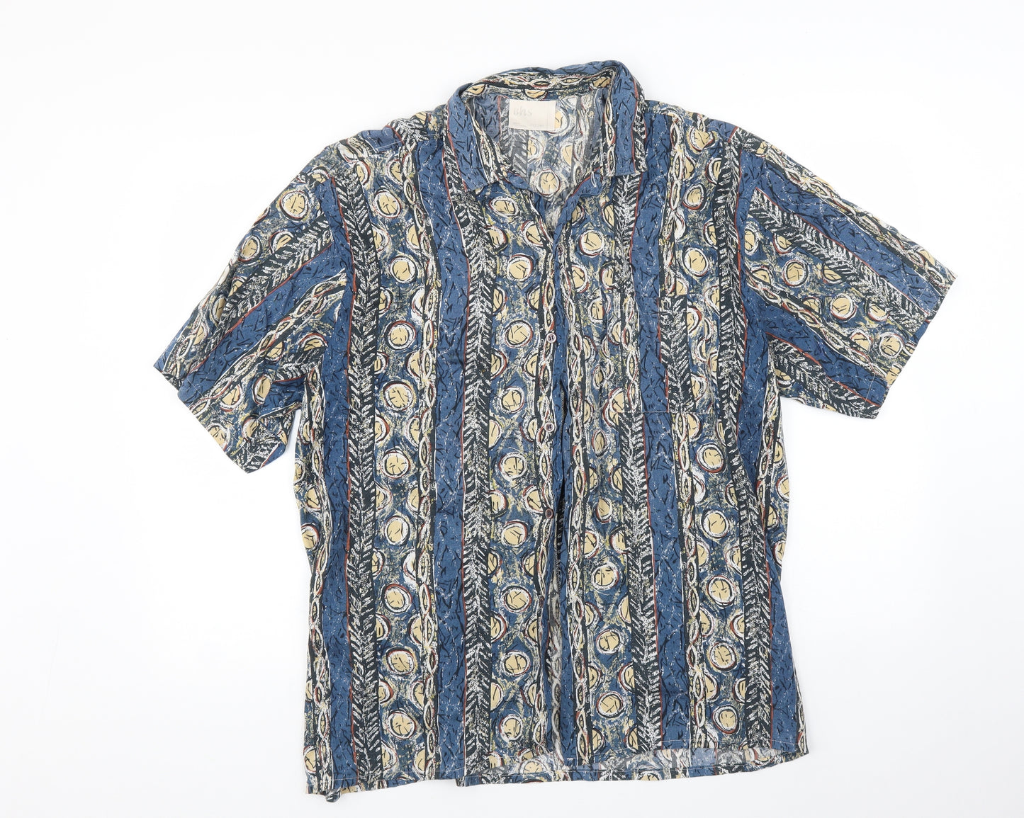 BHS Mens Multicoloured Geometric   Button-Up Size L