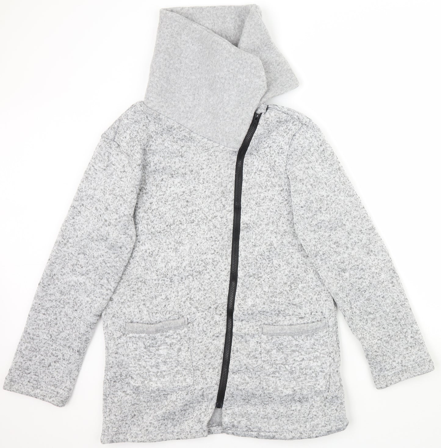 Preworn Womens Grey   Full Zip Jumper Size L  - Asymmetric Zip