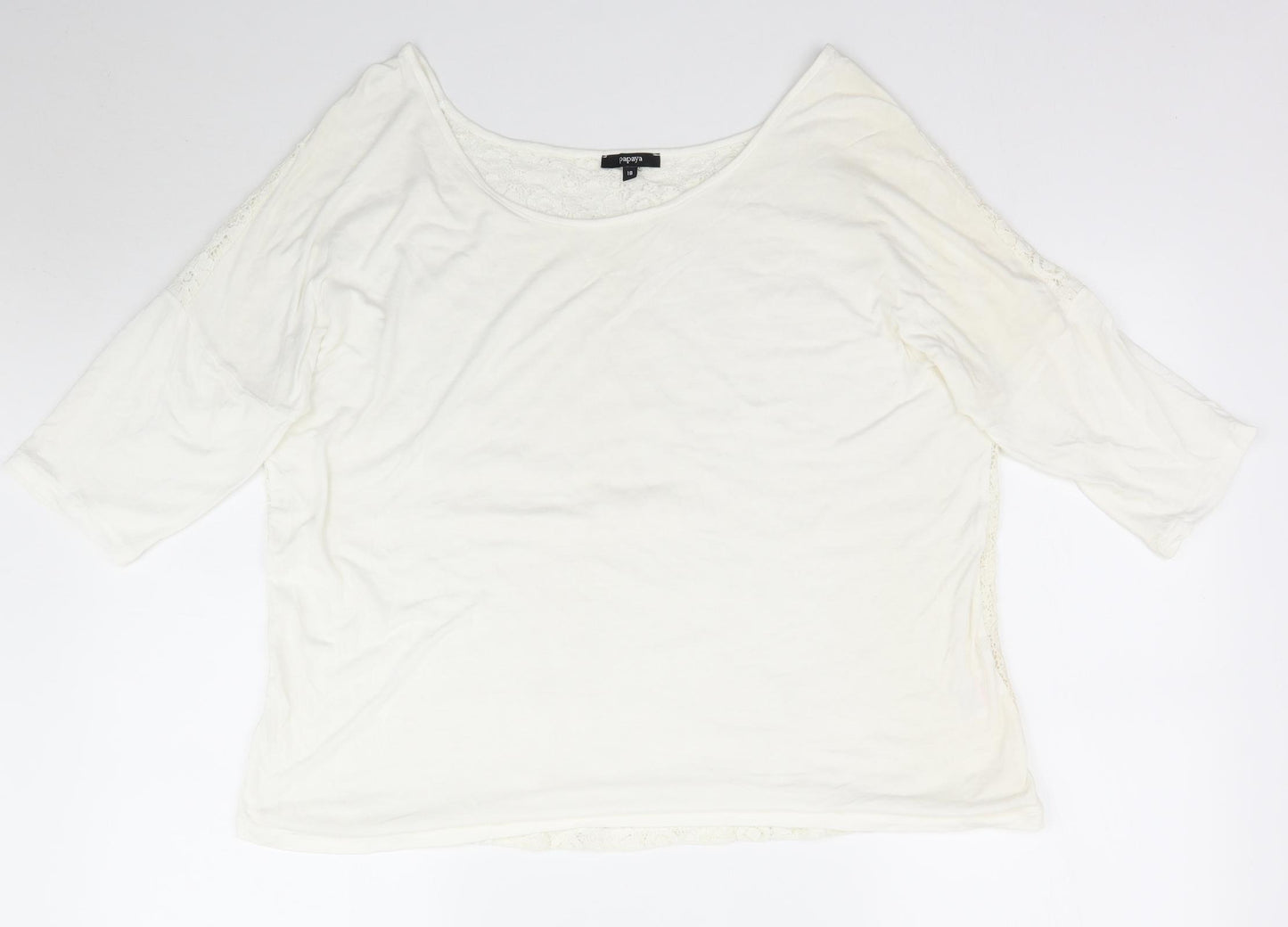 Papaya Womens Ivory   Basic T-Shirt Size 18  - lace detail on back