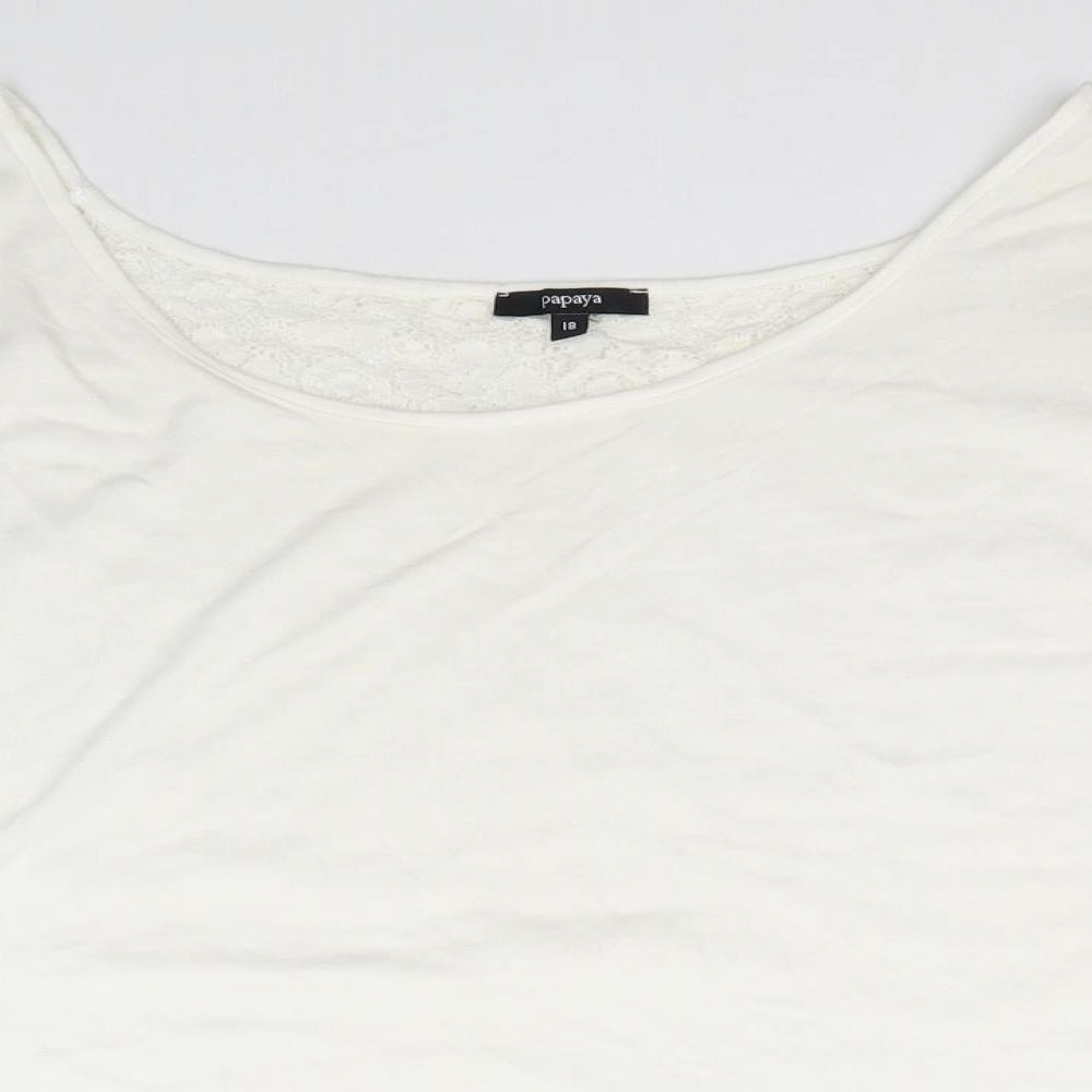 Papaya Womens Ivory   Basic T-Shirt Size 18  - lace detail on back