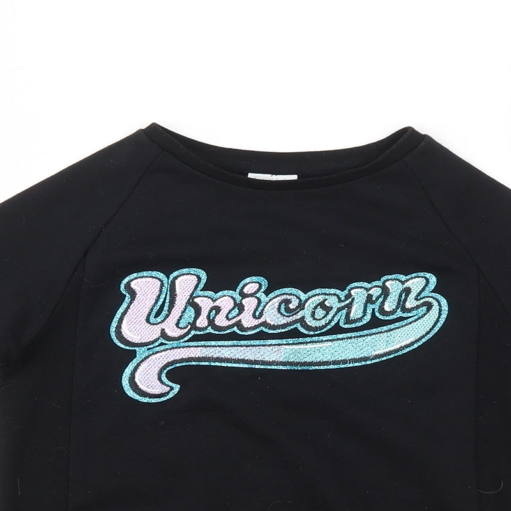 F&F Girls Black   Pullover Sweatshirt Size 5-6 Years  - Unicorn