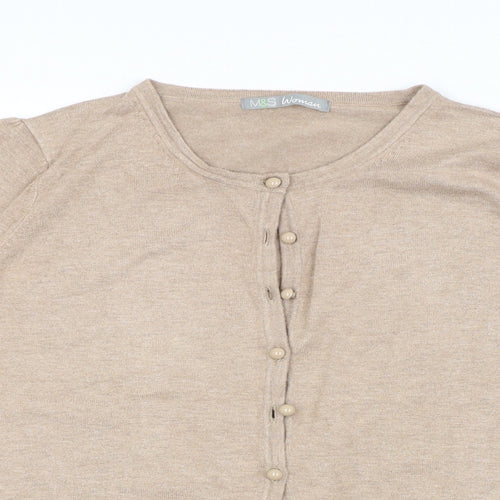 M&S Womens Brown   Cardigan Jumper