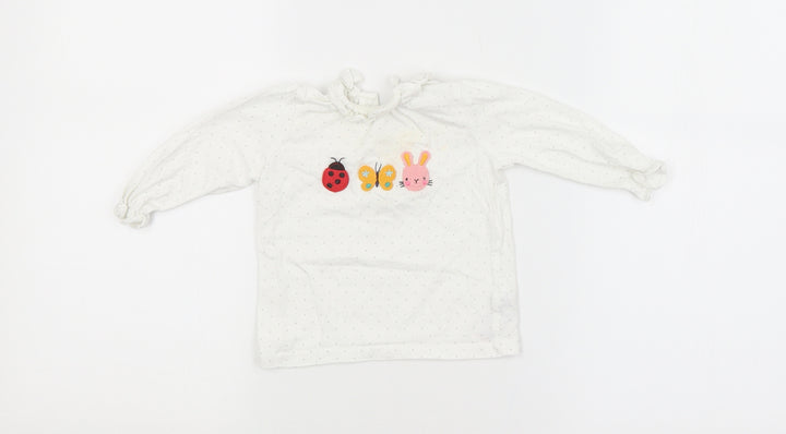NEXT Girls White Spotted  Basic Blouse Size 3-6 Months