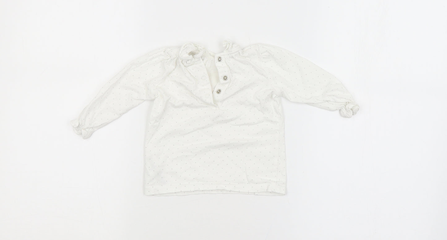 NEXT Girls White Spotted  Basic Blouse Size 3-6 Months