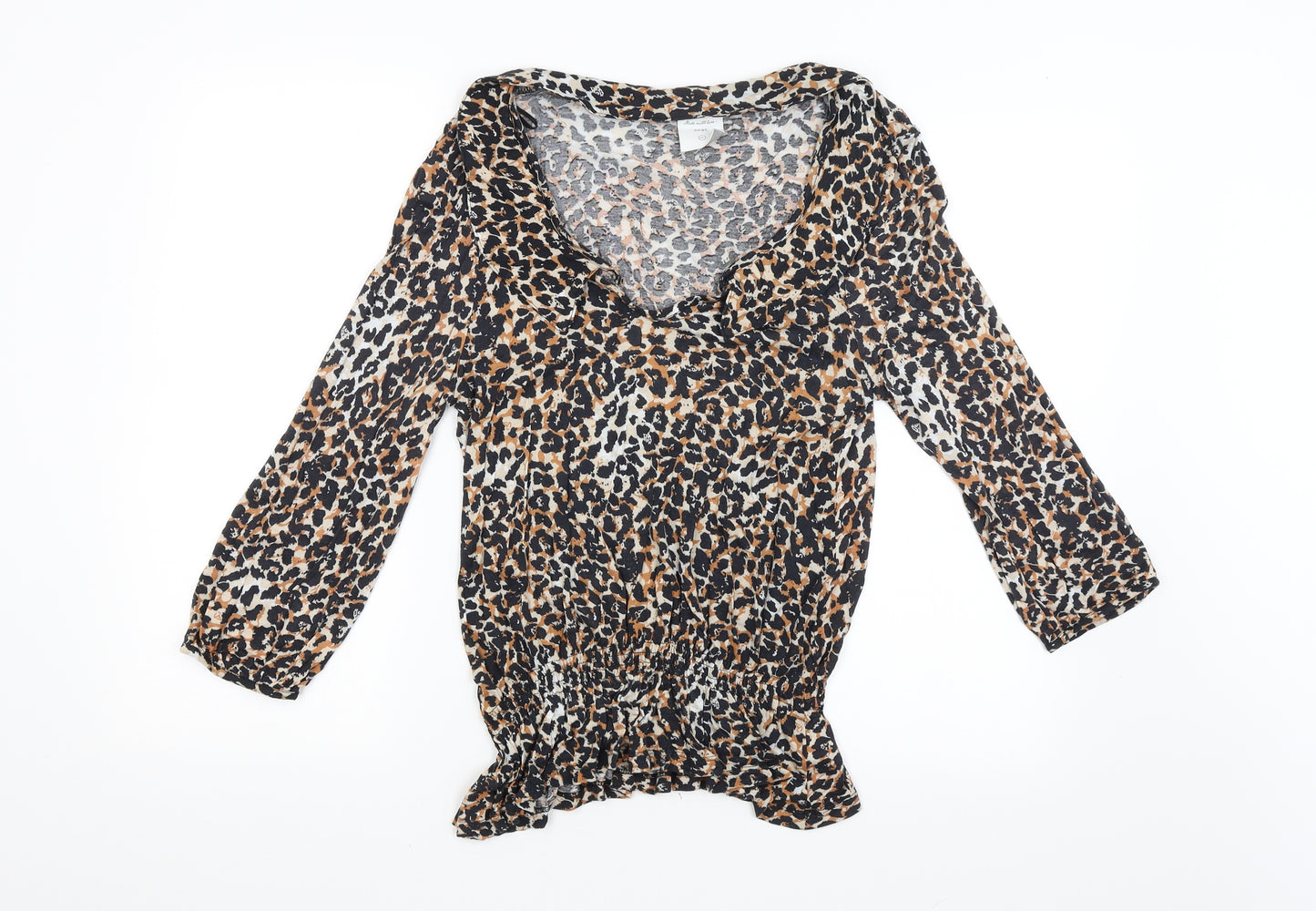 NEXT Womens Brown Animal Print  Basic Blouse Size 14