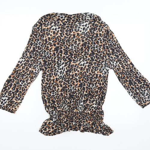 NEXT Womens Brown Animal Print  Basic Blouse Size 14