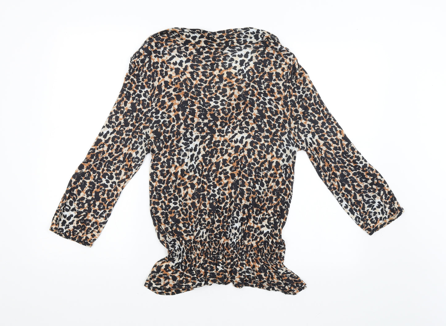 NEXT Womens Brown Animal Print  Basic Blouse Size 14
