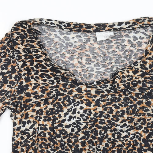 NEXT Womens Brown Animal Print  Basic Blouse Size 14