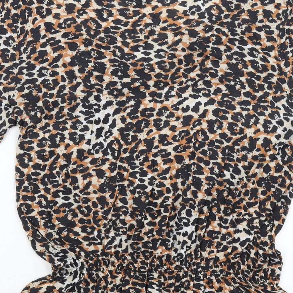 NEXT Womens Brown Animal Print  Basic Blouse Size 14