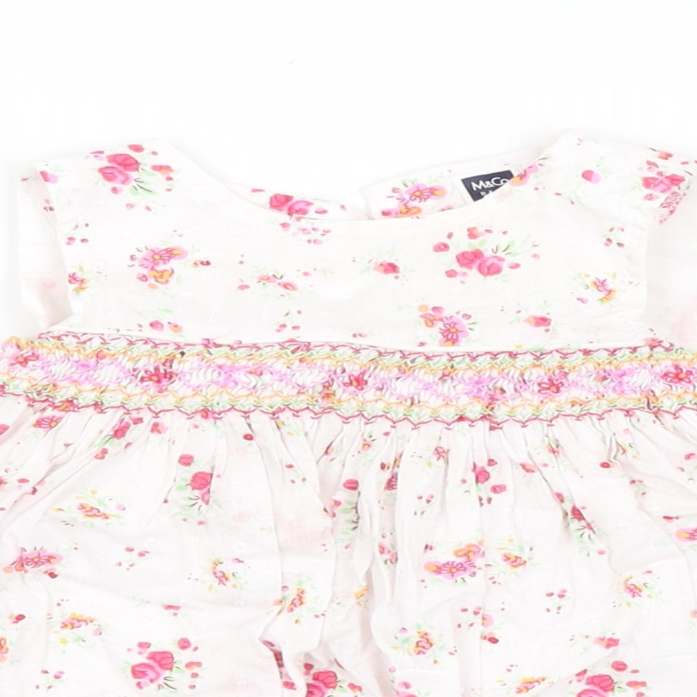 M&CO. Girls White Floral  A-Line  Size 3-6 Months