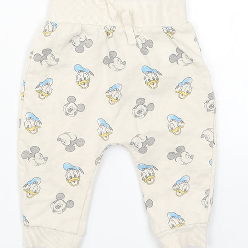 George Baby Beige   Sweatpants Trousers Size 3-6 Months  - Mickey Mouse Donald Duck