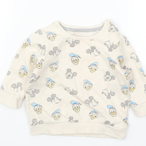 George Baby Beige   Basic T-Shirt Size 3-6 Months  - Mickey Mouse Donald Duck