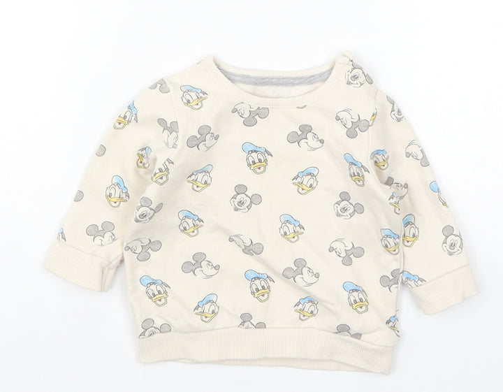 George Baby Beige   Basic T-Shirt Size 3-6 Months  - Mickey Mouse Donald Duck