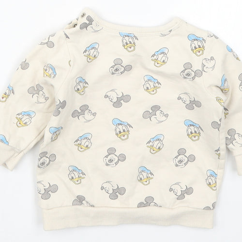George Baby Beige   Basic T-Shirt Size 3-6 Months  - Mickey Mouse Donald Duck