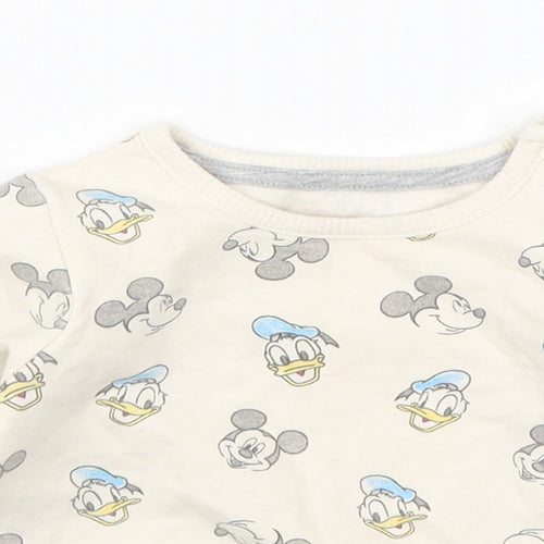 George Baby Beige   Basic T-Shirt Size 3-6 Months  - Mickey Mouse Donald Duck