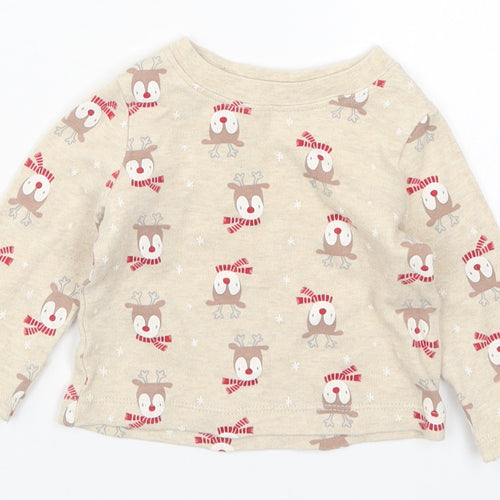George Baby Beige Solid  Cami Pyjama Top Size 0-3 Months  - Rudolph Christmas