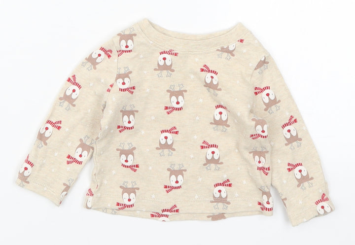 George Baby Beige Solid Cami Pyjama Top Size 0-3 Months - Rudolph Christmas