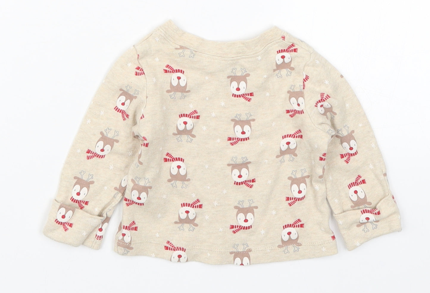 George Baby Beige Solid  Cami Pyjama Top Size 0-3 Months  - Rudolph Christmas