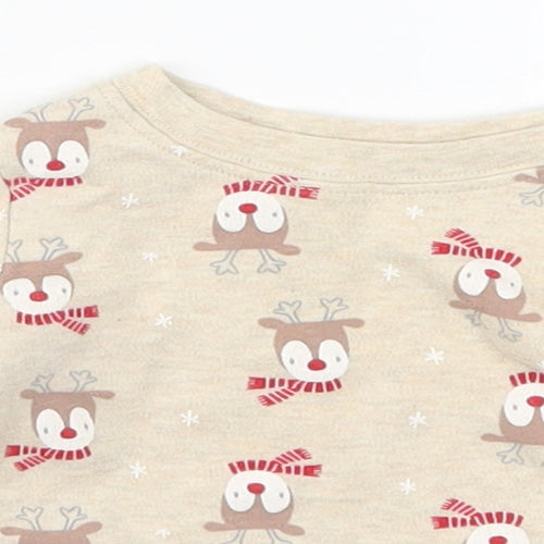 George Baby Beige Solid  Cami Pyjama Top Size 0-3 Months  - Rudolph Christmas
