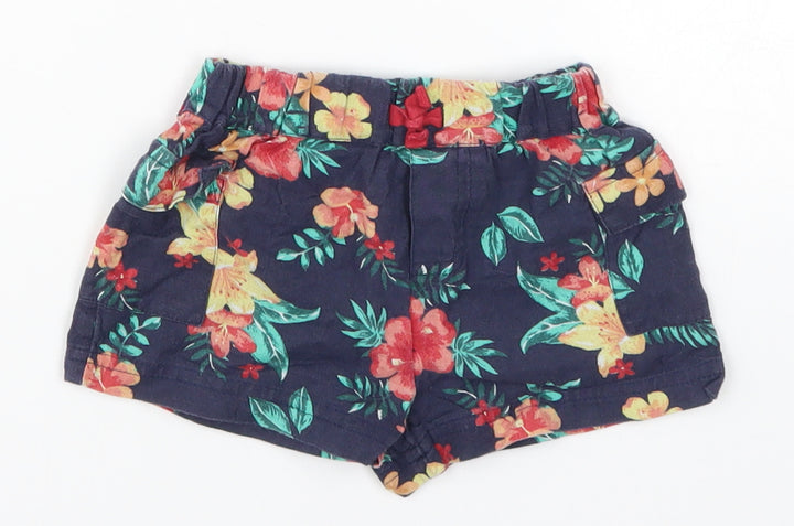 Nutmeg Girls Blue Floral  Cropped Trousers Size 6-9 Months