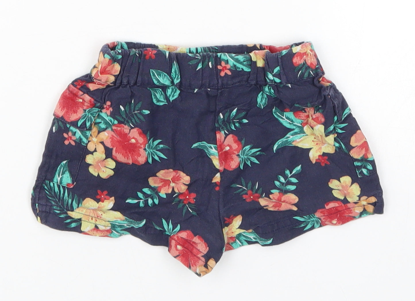 Nutmeg Girls Blue Floral  Cropped Trousers Size 6-9 Months