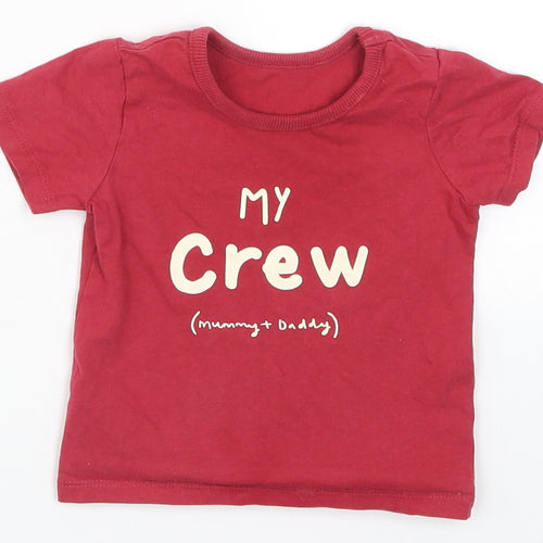 George Baby Red   Basic T-Shirt Size 6-9 Months  - My Crew Mummy and Daddy