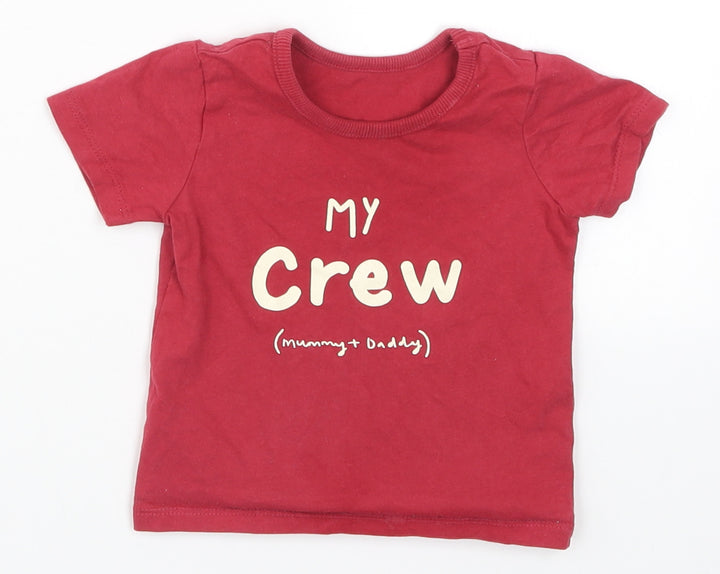 George Baby Red   Basic T-Shirt Size 6-9 Months  - My Crew Mummy and Daddy