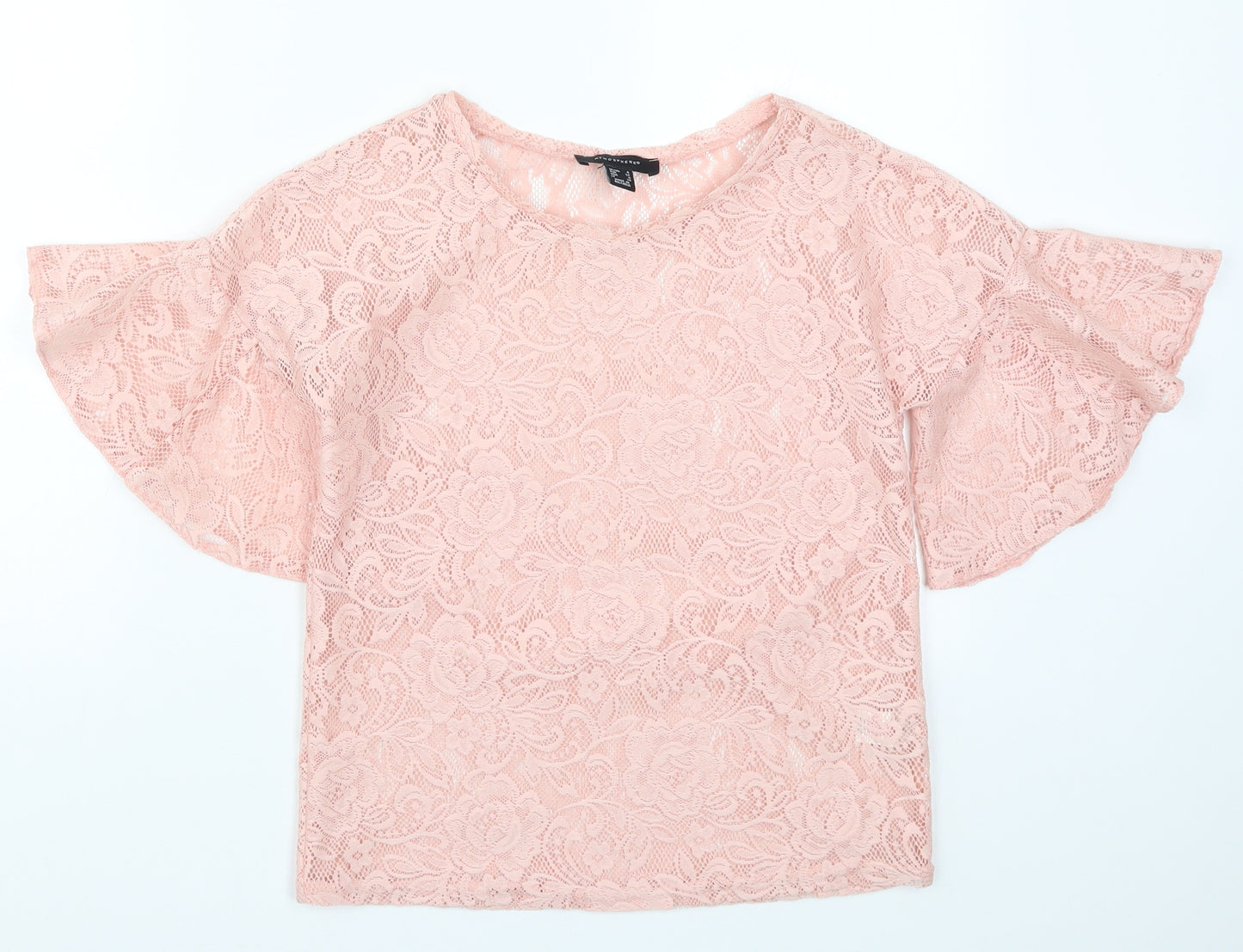 Atmosphere Womens Pink  Lace Basic T-Shirt Size 4