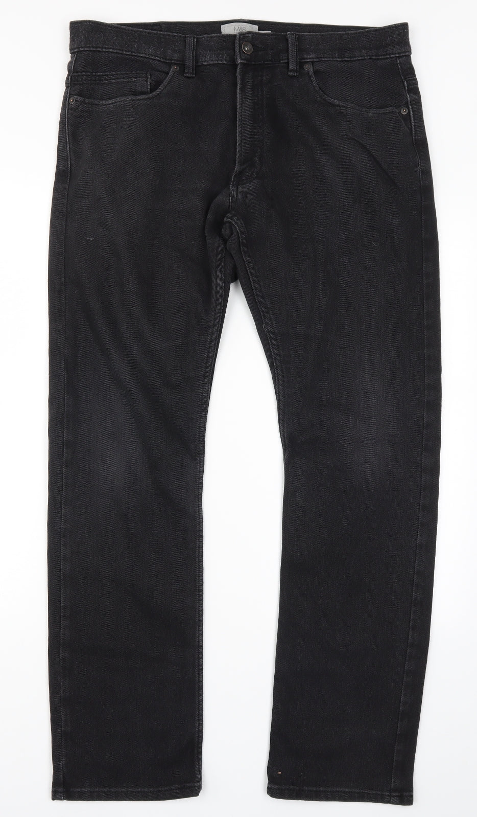 Marks and Spencer Mens Black  Denim Straight Jeans Size 36 L31 in