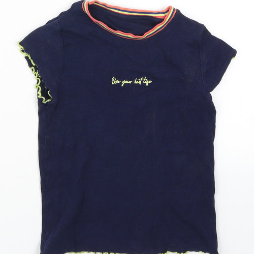 Marks and Spencer Girls Blue   Basic T-Shirt Size 7-8 Years  - Live Your Best Life