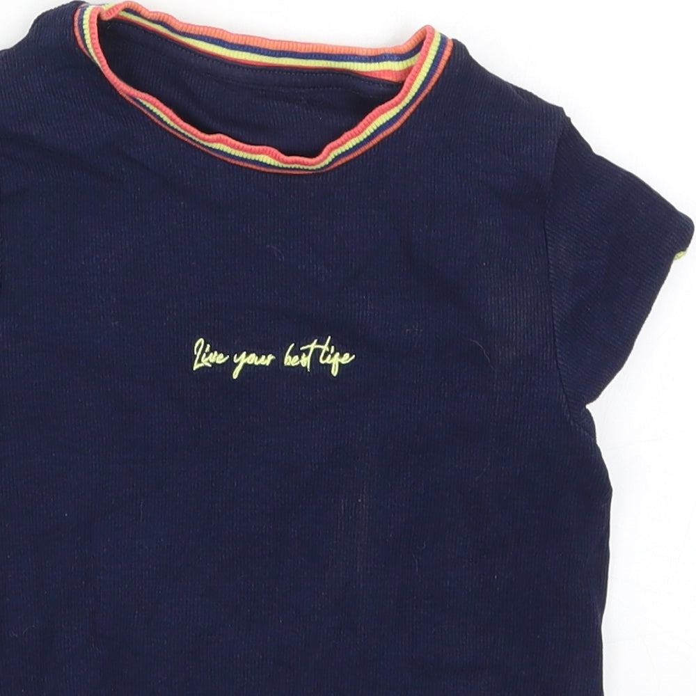 Marks and Spencer Girls Blue   Basic T-Shirt Size 7-8 Years  - Live Your Best Life