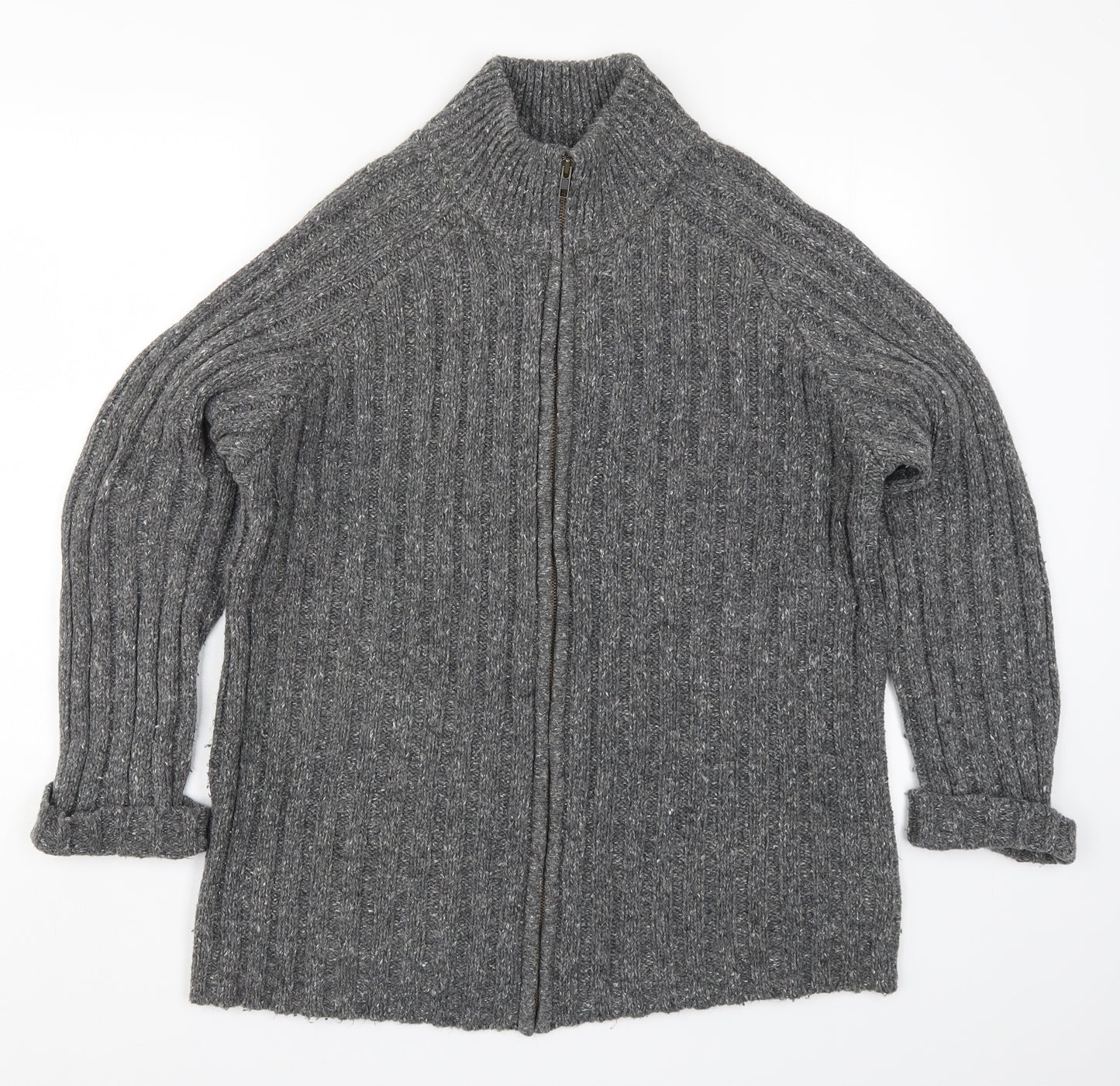 F&F Mens Grey  Knit Full Zip Jumper Size XL