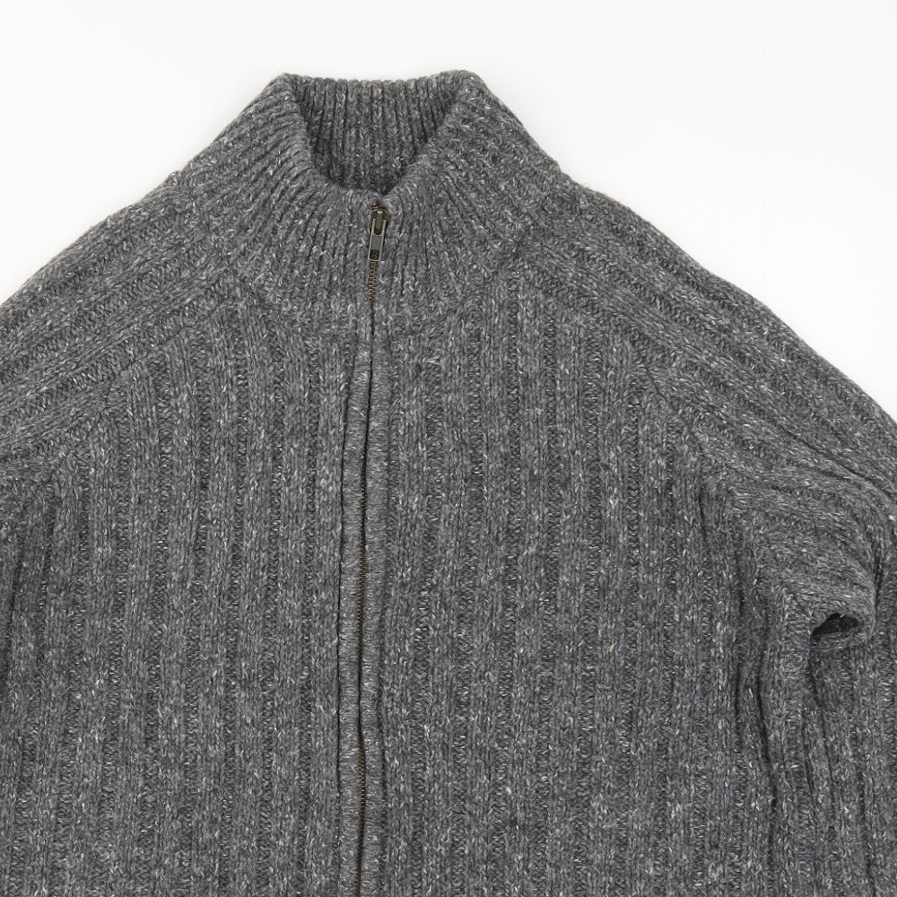 F&F Mens Grey  Knit Full Zip Jumper Size XL