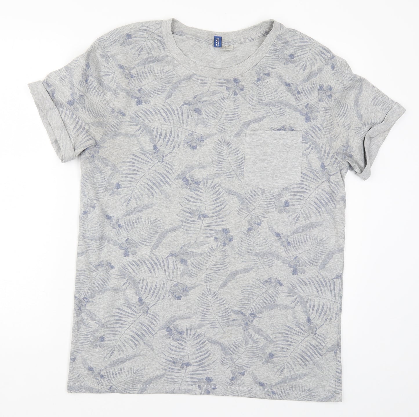 H&M Mens Grey Floral   T-Shirt Size M