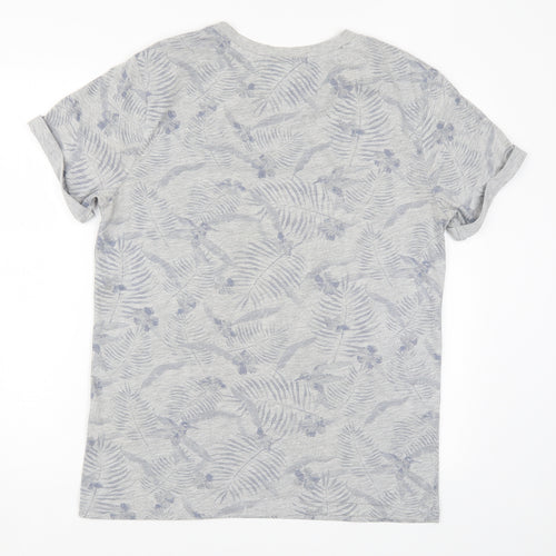 H&M Mens Grey Floral   T-Shirt Size M
