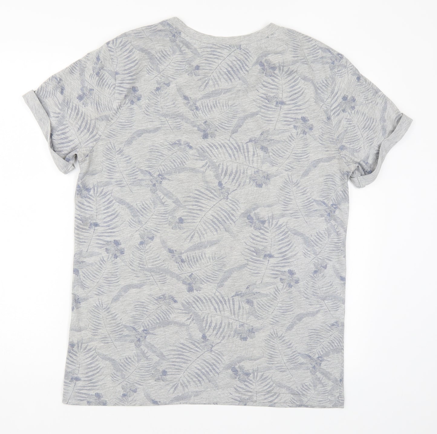 H&M Mens Grey Floral   T-Shirt Size M