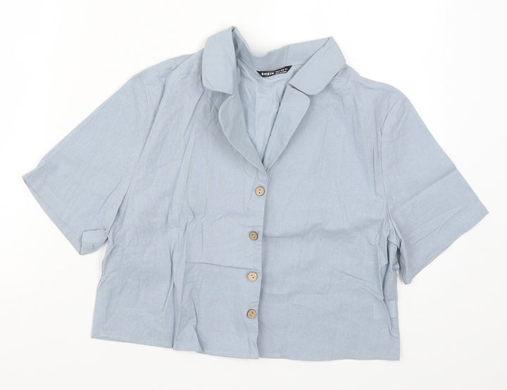 SheIn Womens Blue Basic Button-Up Size M