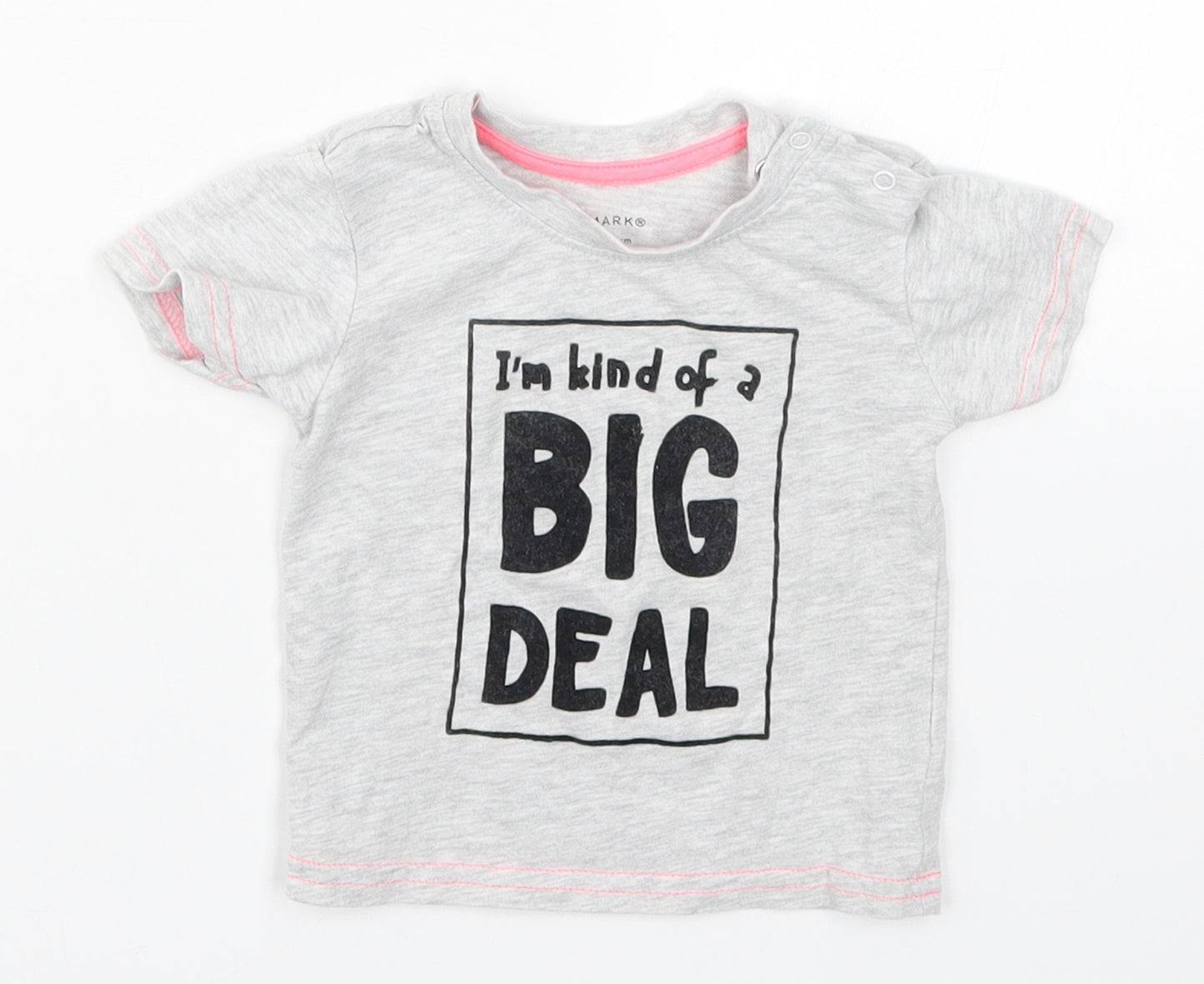 Primark Baby Grey   Basic T-Shirt Size 3-6 Months  - I'm Kind of a Big Deal