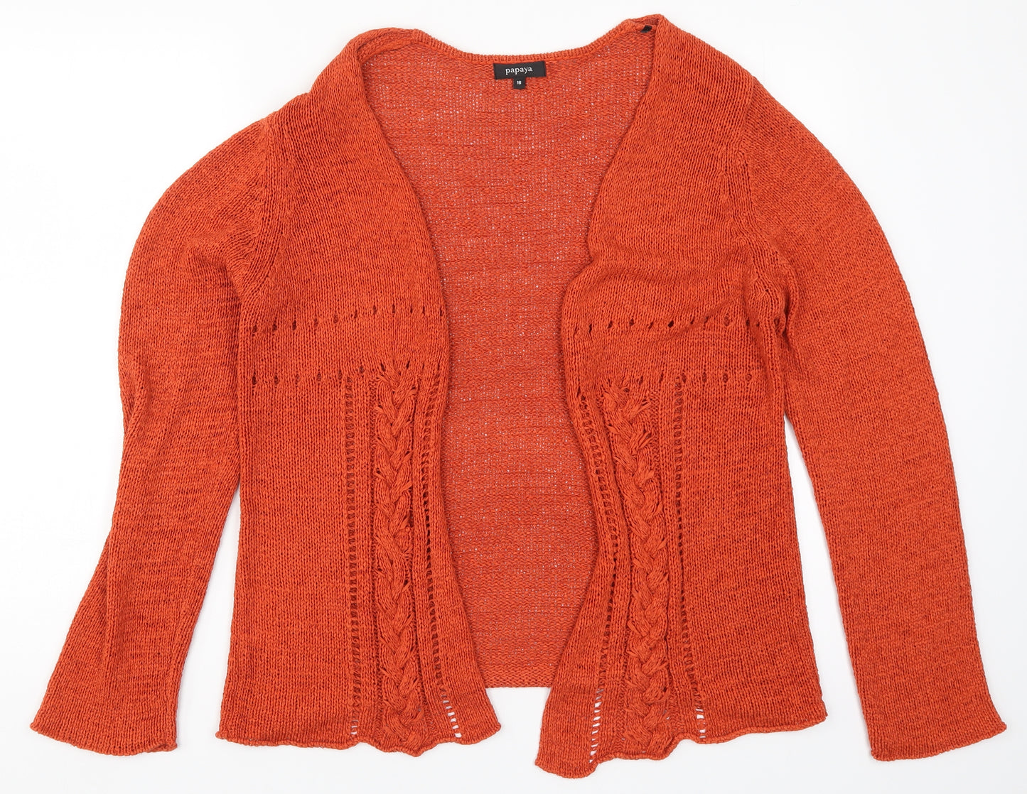 Papaya Womens Orange  Knit Cardigan Jumper Size 16