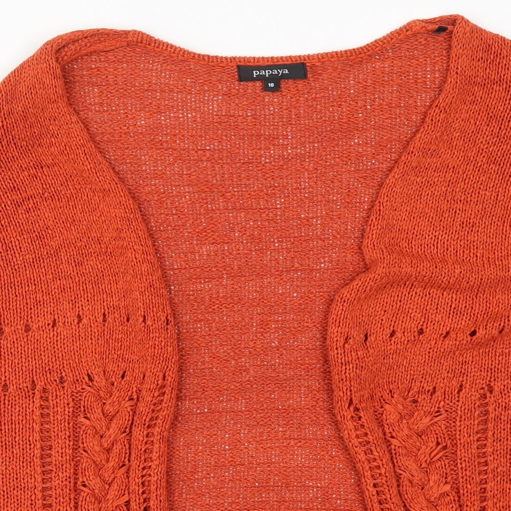 Papaya Womens Orange  Knit Cardigan Jumper Size 16
