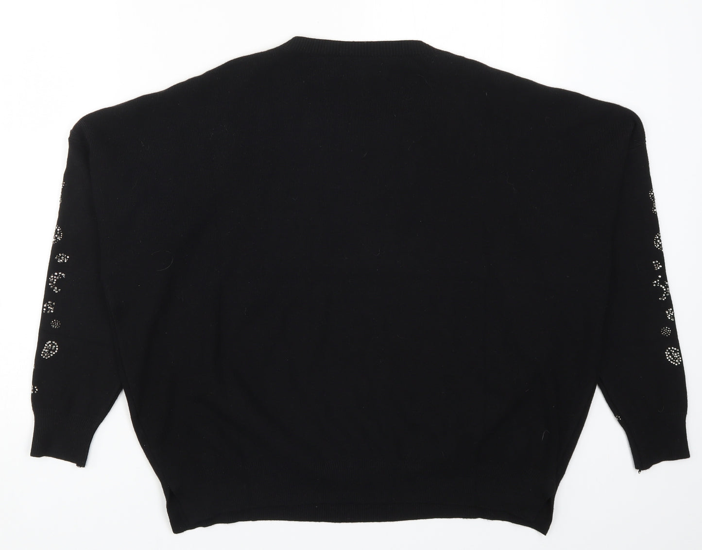 QED London Womens Black Animal Print Knit Pullover Jumper Size S