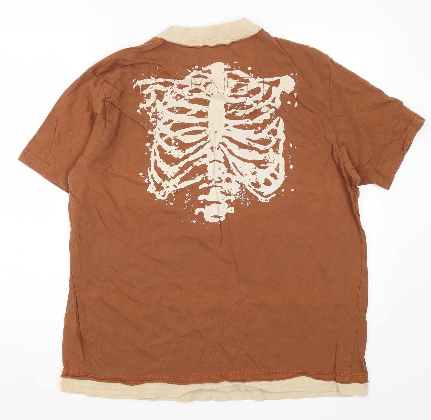 Hamnett Mens Brown    T-Shirt Size XL  - Skeleton Ribs