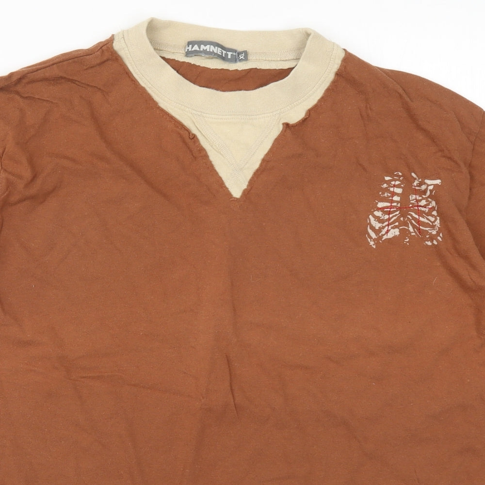 Hamnett Mens Brown    T-Shirt Size XL  - Skeleton Ribs