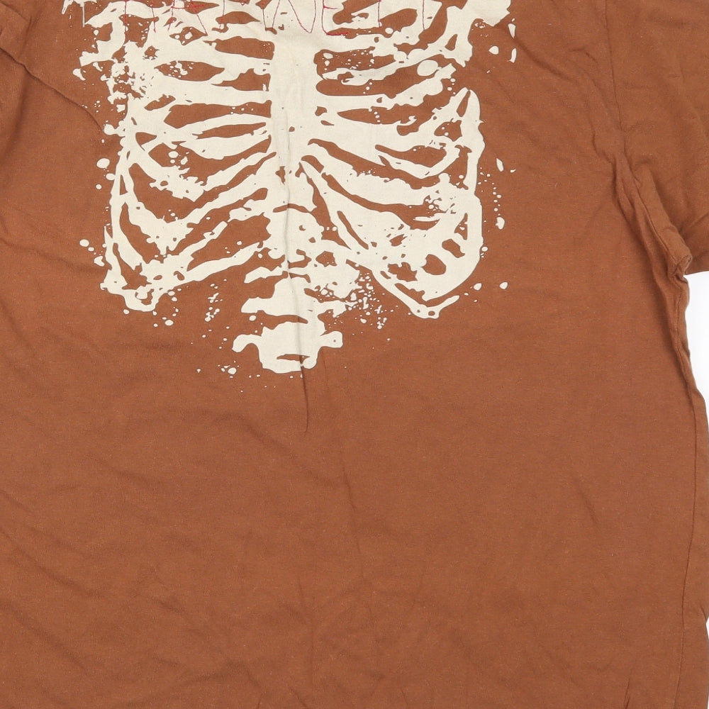 Hamnett Mens Brown    T-Shirt Size XL  - Skeleton Ribs