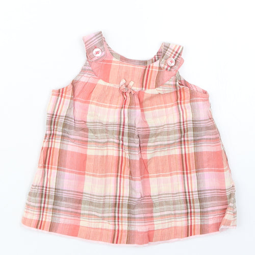 George Girls Pink Check  Basic T-Shirt Size 12-18 Months