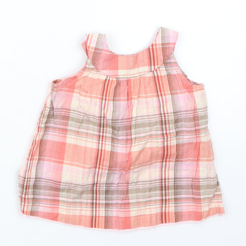 George Girls Pink Check  Basic T-Shirt Size 12-18 Months