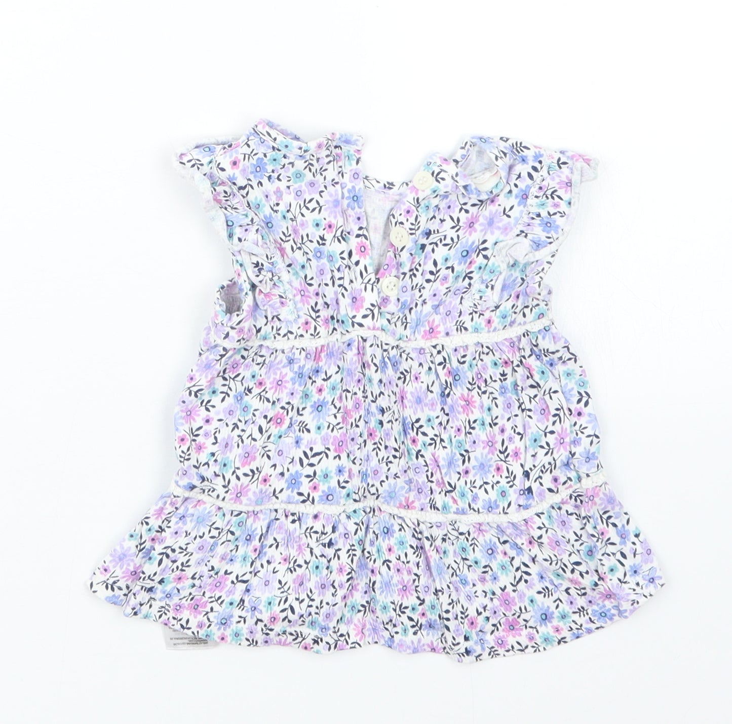Mantaray Girls Purple Floral  Basic T-Shirt Size 9-12 Months