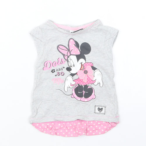 George Girls Grey   Basic T-Shirt Size 12-18 Months  - Minnie Mouse